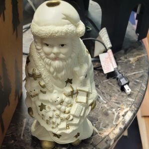 Santa tea lite and small tapered candle holder